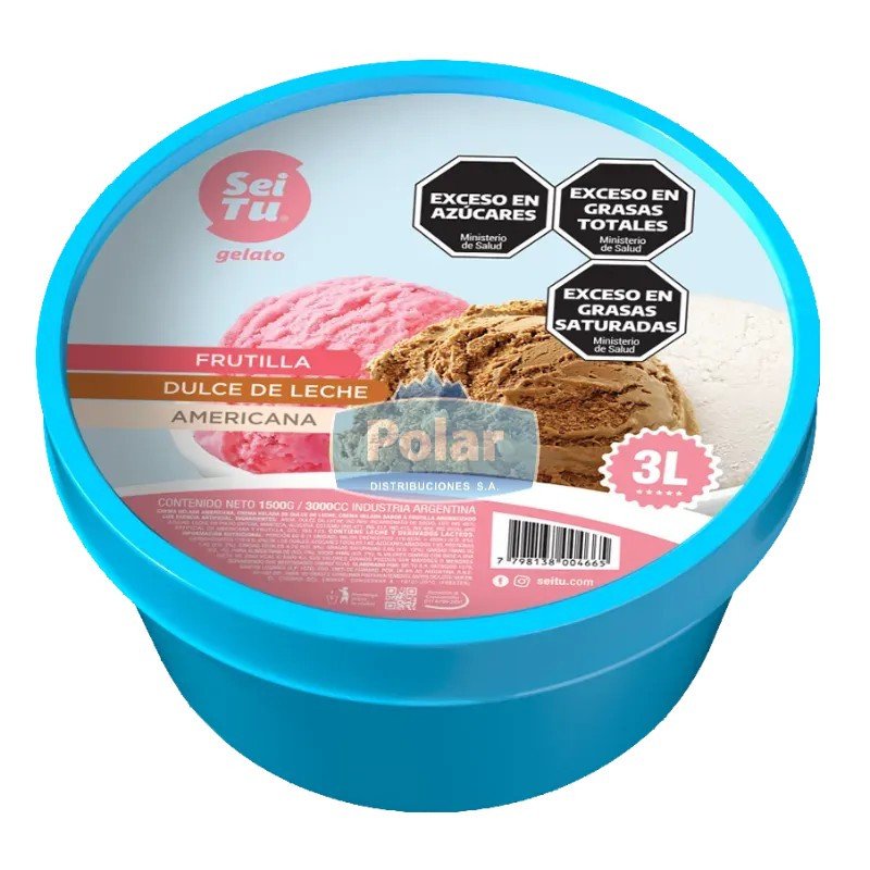 Balde Helado Americana, Dulce de Leche, Frutilla x 3 lt